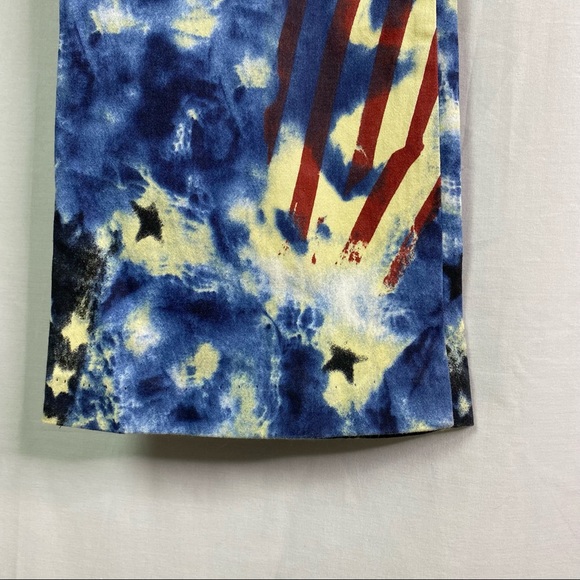 Vintage Blue Tie Dye USA Flag Flare Pants Side Zip - Picture 3 of 7